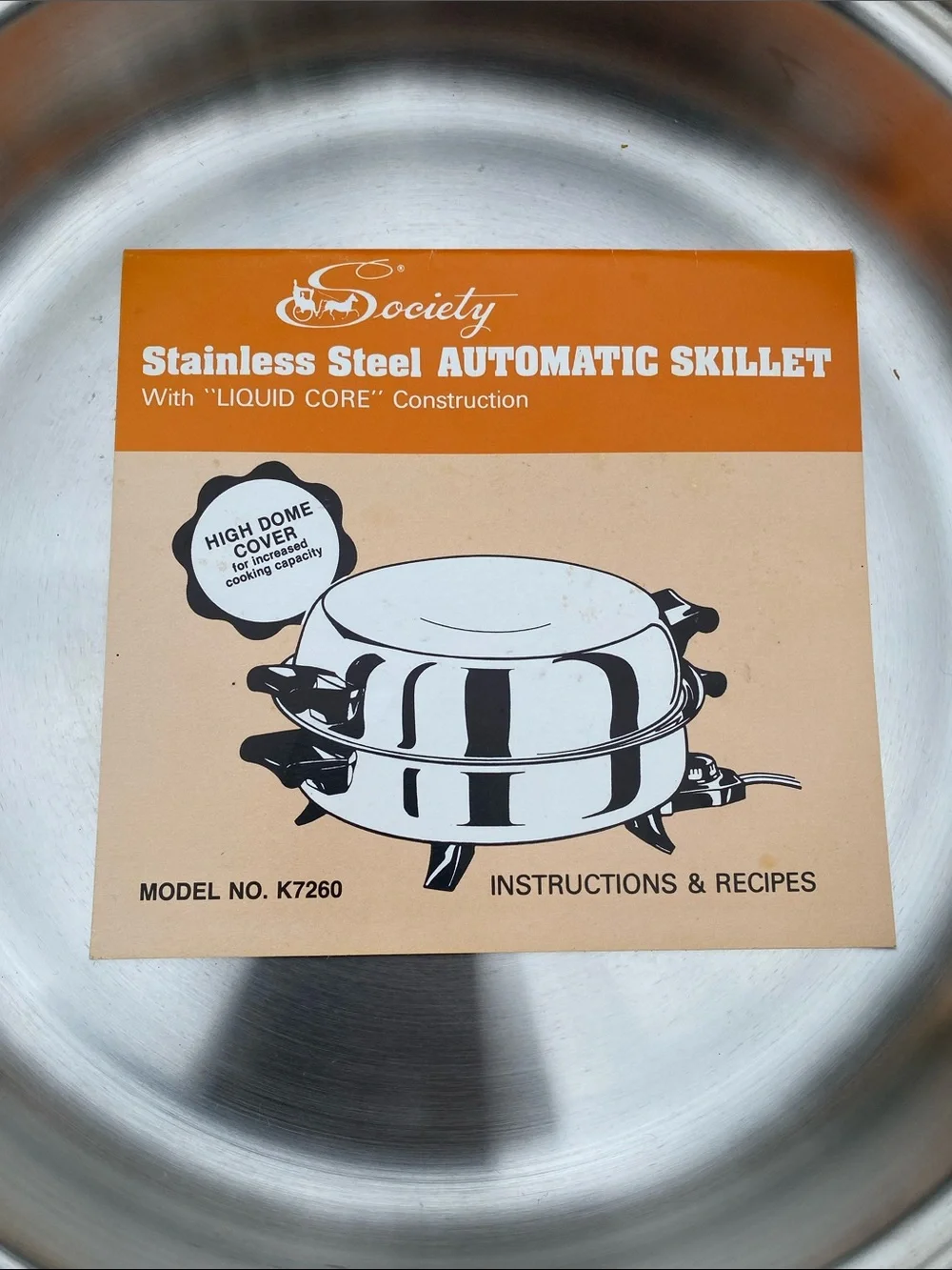 Vtg Regal Society Stainless Steel Automatic Skillet Dome S-Steel Lid K7260 USA